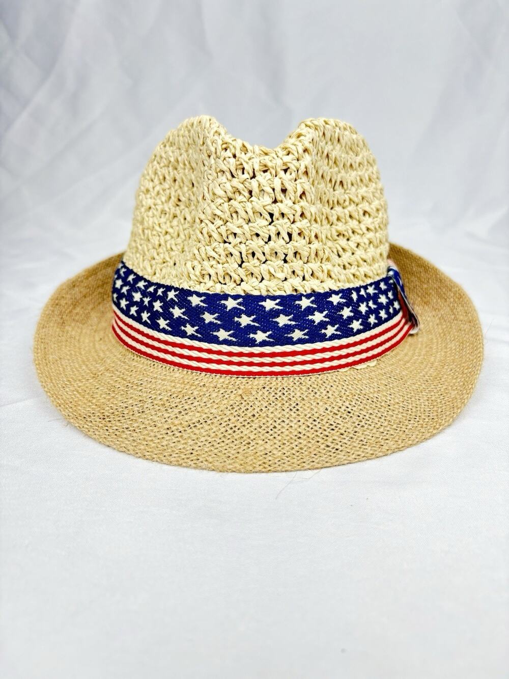 Steve Madden Womens Straw Fedora Natural Braided Americana Pop Band Hat One Size